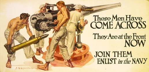 Diese Männer sind gekommen, sie sind jetzt an der Front. Treten Sie der Marine bei, ca. 1918
